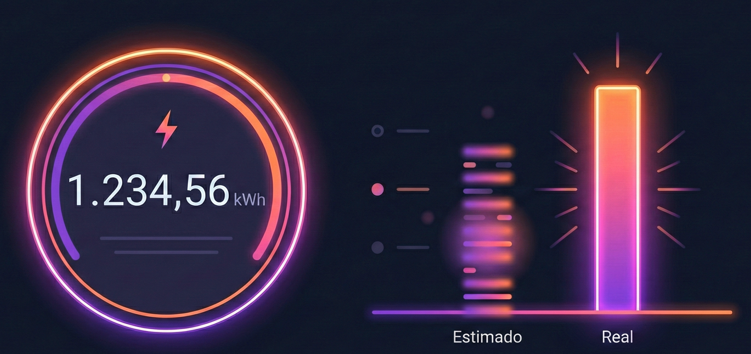 Diferencia visual entre lectura real y estimada en el contador de luz